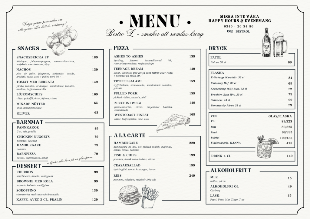 Meny Bistro L